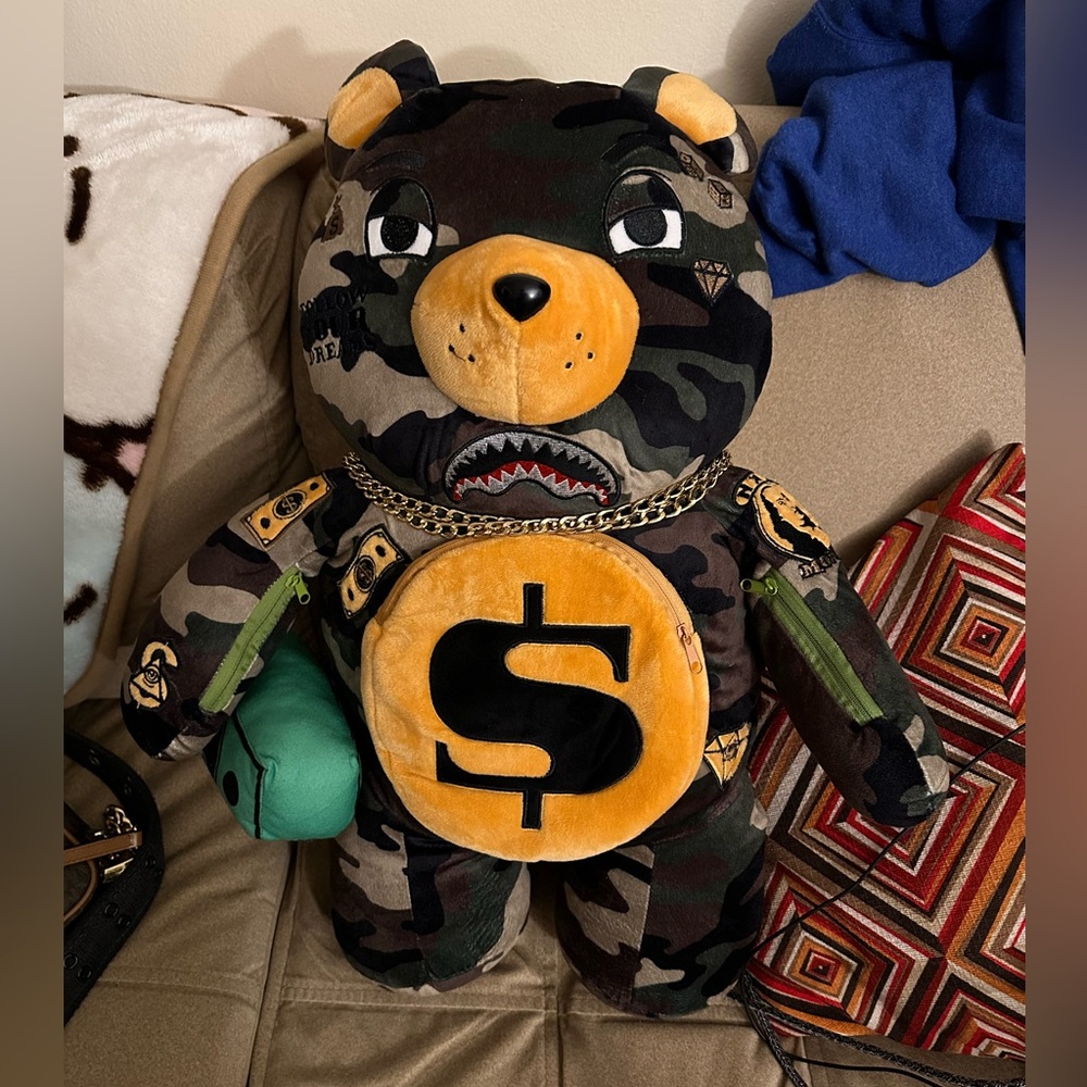 RARE!!! Sprayground Money Bear 🐻 Plush Backpack EUC!!!